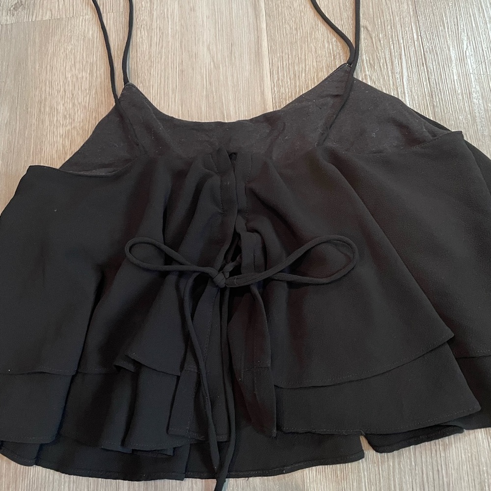 Free People Tropical Wave Black Tiered Tie Back Cami size M - Picture 7 of 10